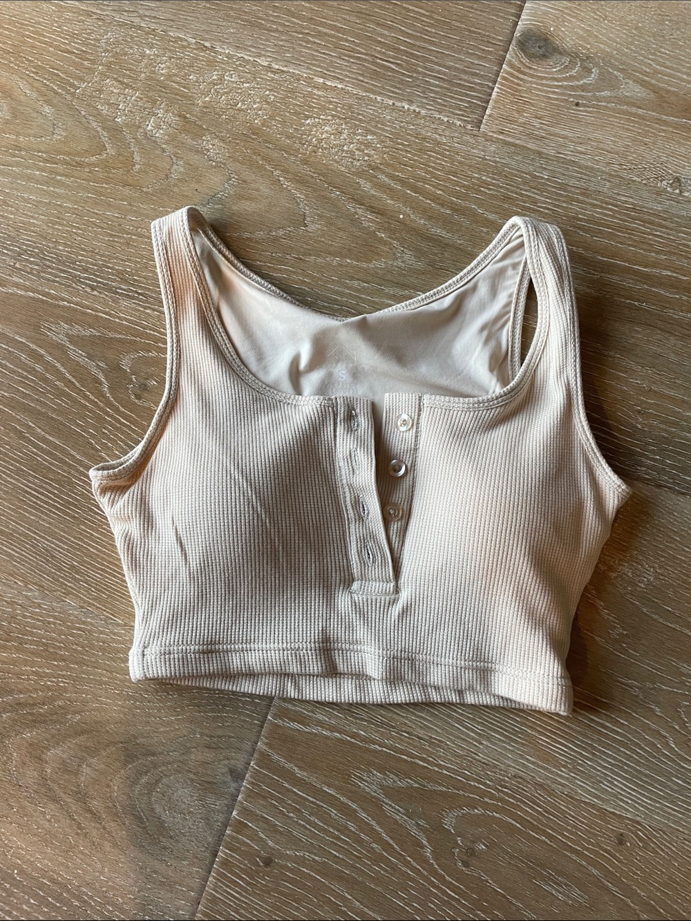 Sleeveless Ribbed Henley Crop Tank Top - Cream Klassy Network